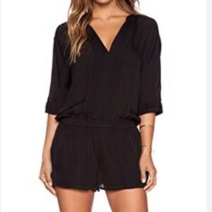 Joie Benoite black sheer silk short sleeve romper medium
